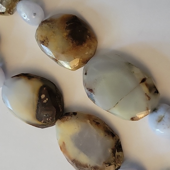 Natural Polished Stone Rock Slices Heavyweight Vintage Necklace Primitive MCM - Picture 5 of 10